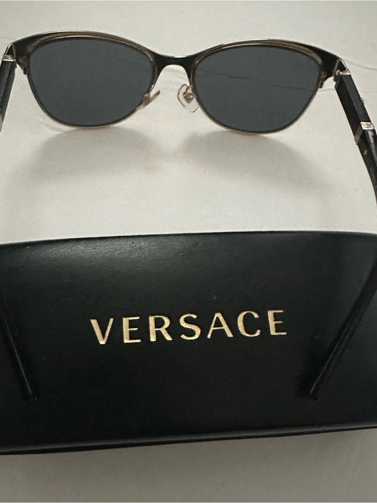 Versace Black Frame Sunglasses with Dark Lenses and Gold Accents main image 6